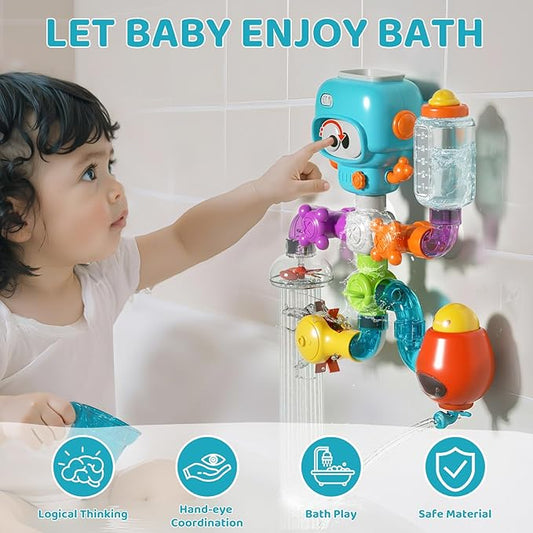 Bath Toys for Kids Ages 4-8, DIY Assembly Water Pipe Building Kit, Interactive Water Toy for Toddlers 3-5, Educational STEM Learning Gift for Boys and Girls