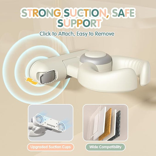 Baby Bath Support Stand Shower - Wall-Mounted Baby Shower Stand with Strong Suction Cups. Foldable Adjustable Baby Standing Support for Infants, Toddlers aged 8-36 Months. Soporte para Bañera de Bebé