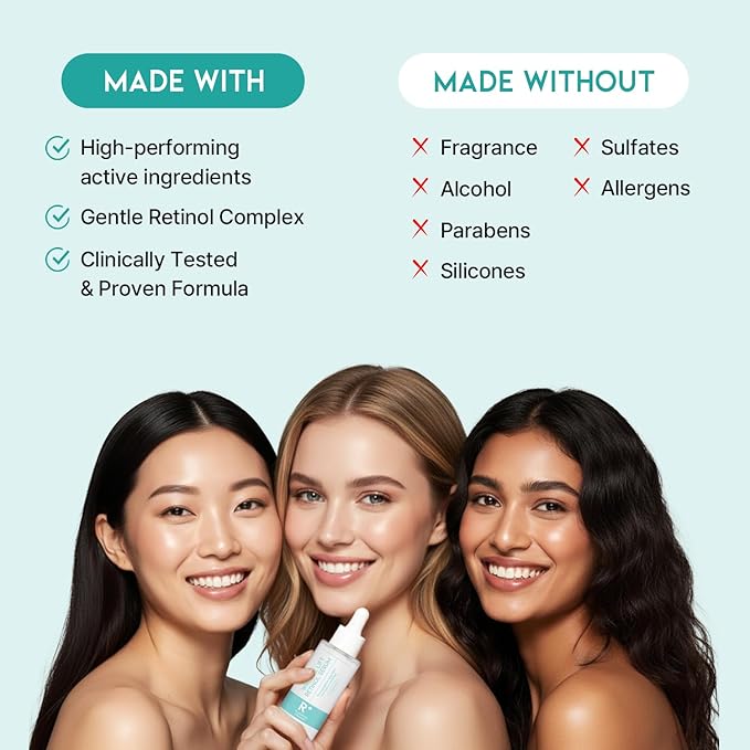 Retinol Serum Cream for Face Anti Aging, Wrinkle Serum Korean, Vitamin A for Skin Night Care 1.69 Fl Oz