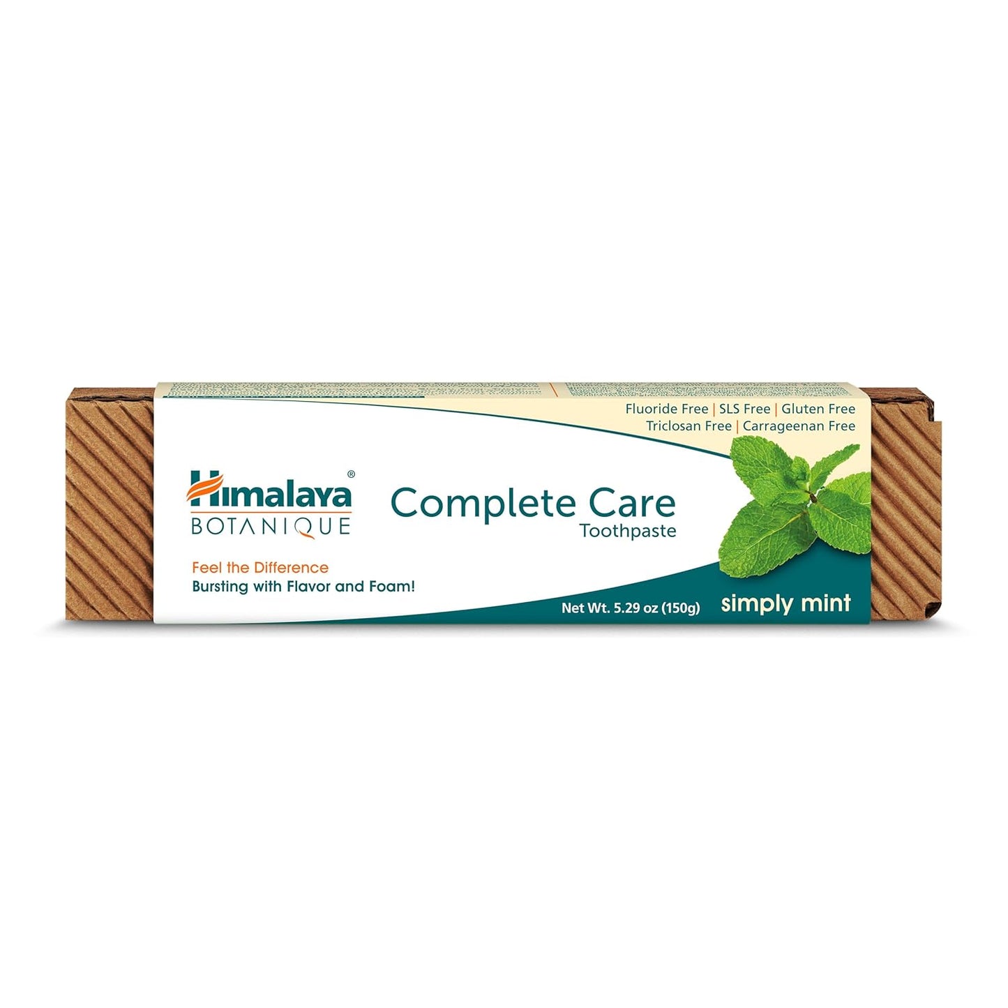 Himalaya Botanique Complete Care Toothpaste, Herbal, Mint Flavor, Fights Plaque, Freshens Breath, Fluoride Free, No Artificial Flavors, SLS Free, Cruelty Free, Foaming, 5.29 Oz, 1 Pack