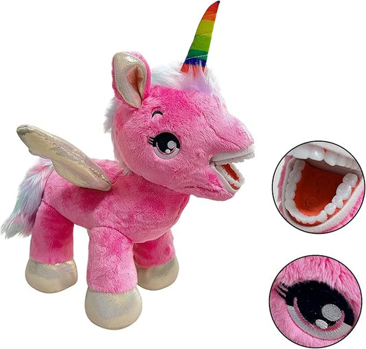 Tooth Fairy Plush Doll, YOUYA DENTAL Dental Plush Oral Health Presentation Unicorn Tooth Fairy Dental Educational Plush Doll with Teeth for Kids Chidren Boys Girls- Pink