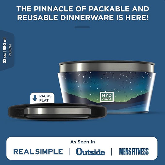 HYDAWAY 1-Quart Collapsible Insulated Bowl with Lid - BPA-Free, Leak-Resistant, Space-Saving Camp Bowl - Ideal for Hiking, Travel & Outdoor Meals