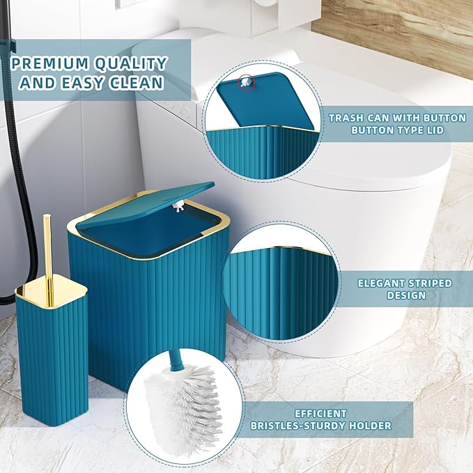 28PC Bathroom Accessories Set - Gorgeous Teal Bathroom Set with Shower Caddy and Shower Curtain, Bathroom Accessory Set, Soap Dish & Trash Can