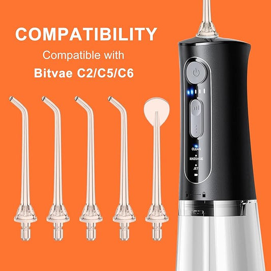 Water Flosser Tip for Bitvae, Replacement Heads Oral Irrigator Refill Heads Jet Tips,Only Compatible C2/ C5/C6 water flosser(Classic Jet Tips)
