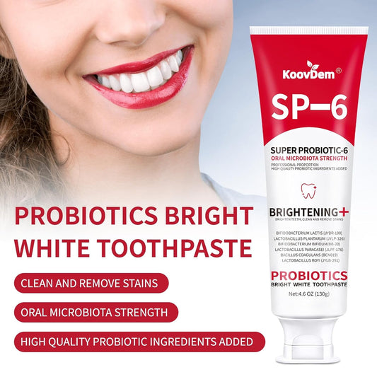 2025 New Sp-6 Probiotics Whitening Toothpaste-Fluoride-Free, Enhanced Formula with 6 Probiotics for Gum Care & Fresh Breath, Fresh Mint Flavor(2PC)(Blue+Red)