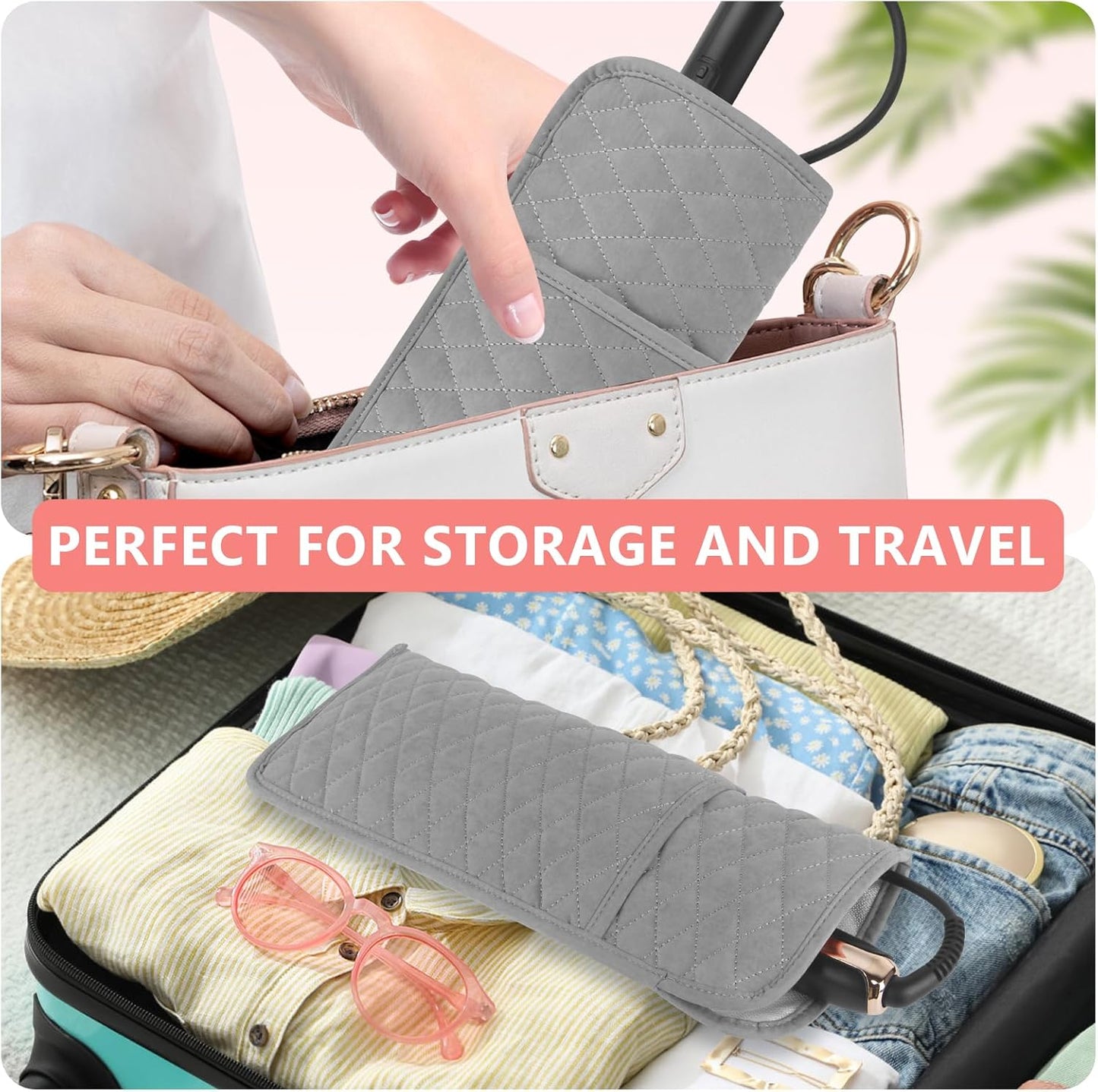 Heat Resistant Hair Tools Organizer Bag Portable Travel Storage Cover Case for Hair Straighteners, Curling Irons, Flat Irons and Hot Styling Tools(13.8" x 5.5")