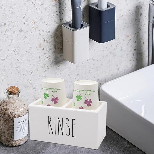 White Acrylic Dixie Cup Dispenser, Disposable Paper Cup Dispenser Storage Holder, 3/5 oz Dixie Cup Holder, Bathroom Paper Cup Rinse Organizer, Disposable Cup Caddy, Water Dispenser Cup Holder