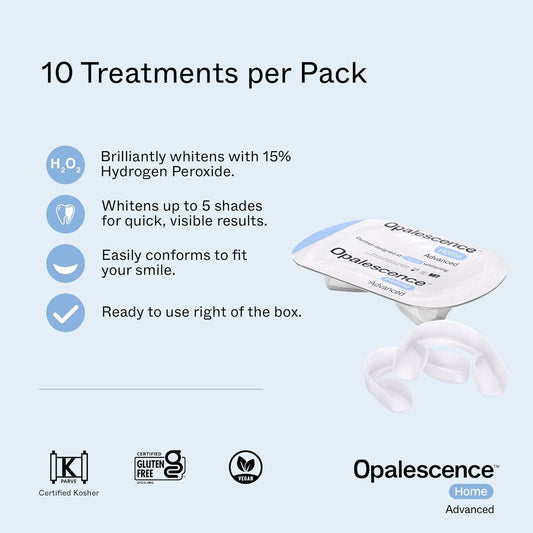 Opalescence GO Home Advanced Teeth Whitening Trays 15% (10 Treatments) Hydrogen Peroxide PF Whitening Prefilled Kit - Developed by Leaders in Professional Whitening 5822-T
