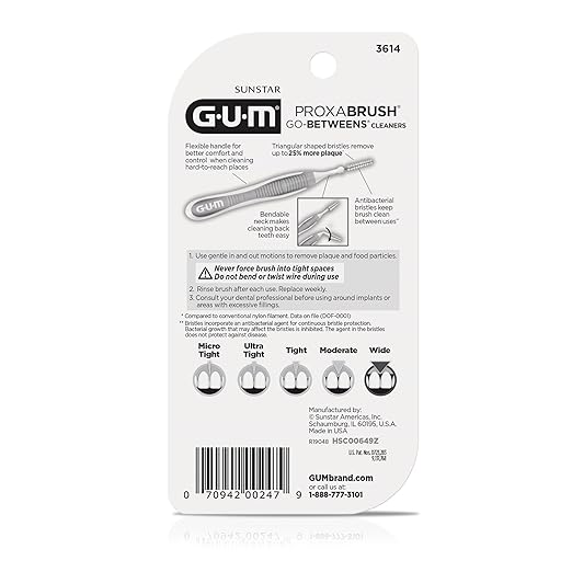 GUM Proxabrush Go-Betweens - Wide - Interdental Brushes - Soft Bristled Dental Picks for Plaque Removal Health - Safe for Braces & Dental Devices, 10 Count (Pack of 4)