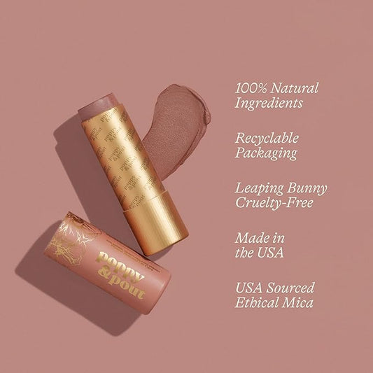 Poppy & Pout All Natural Lip Tint, Cardboard Tube, Hand-Filled, Beeswax, Vitamin E, Coconut Oil, Cruelty Free, All-Natural Shades (Charlie)