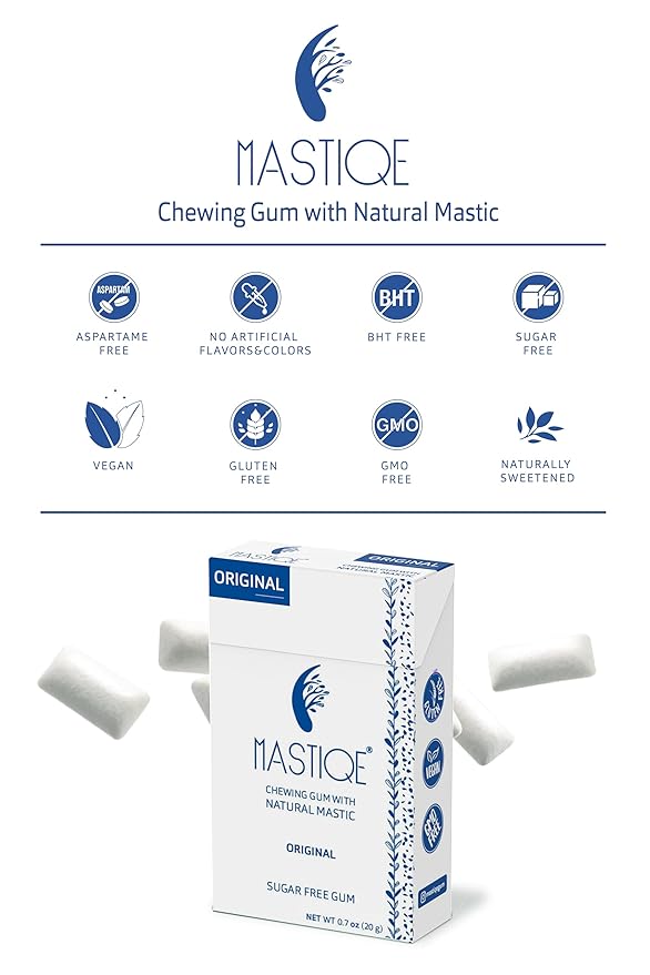 Mastiqe Sugar Free Hard Chewing Gum with Natural Mastic (Original, 20 Count)