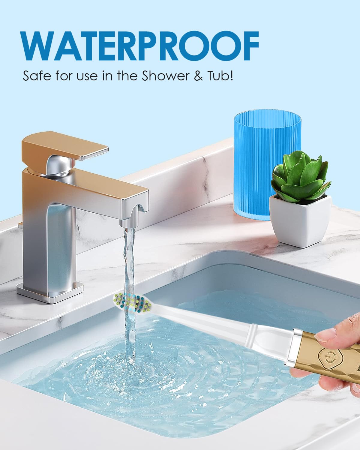 Voom Sonic Pro 3 Rechargeable Electric Toothbrush with Soft Dupont Nylon Bristles Dentist Recommended Portable Oral Care 2-Minute Timer 3 Adjustable Speeds Light Weight Design - Gold