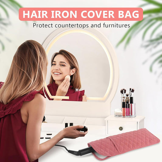 Heat Resistant Hair Tools Organizer Bag Portable Travel Storage Cover Case for Hair Straighteners, Curling Irons, Flat Irons and Hot Styling Tools(13.8" x 5.5")