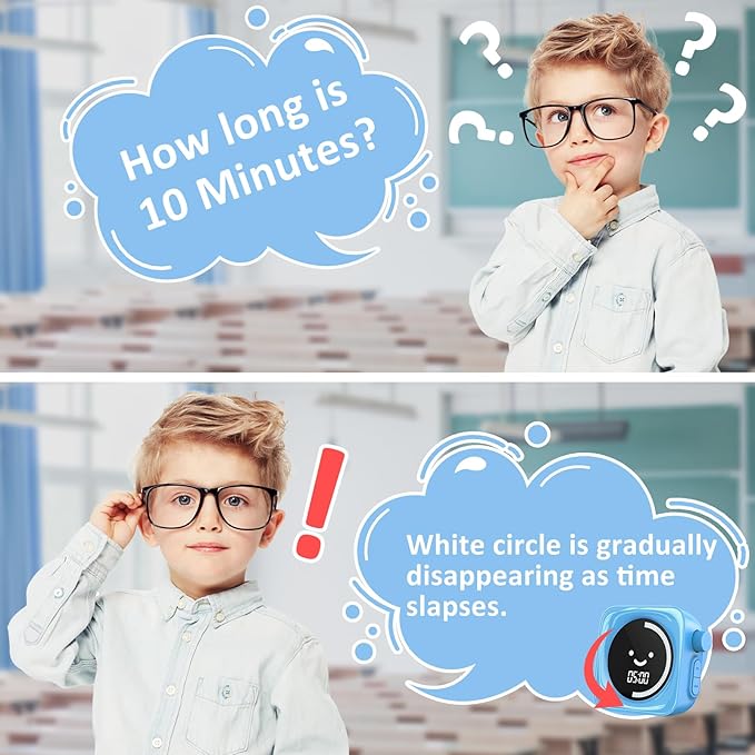 Visual Timer for Kids, 99 Minute Digital Cute Kids Visual Timer Classroom Timer for Homeschool Supplies Study Teaching Time Management Tool Countdown Count Up Timer, Blue 2Pack