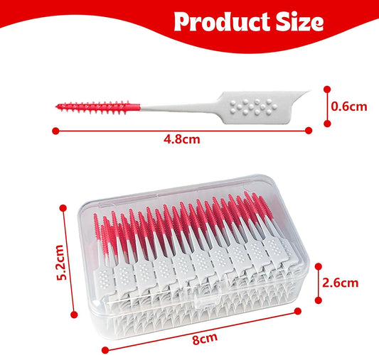 Dental Floss Picks Soft Silicone interdental Brush, Braces Brush, Floss Picks for Teeth, Disposable interdental Brush, Suitable for Cleaning Teeth Health(Red, 160pcs)
