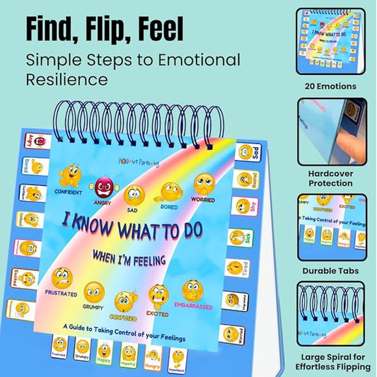 Thought-Spot I Know What to Do Flipbook | Emotions Wheel & Feelings Chart | Emotional Regulation Tool for Home, Class, Calm Down Corner | Helps Kids Learn Coping Skills | Autism Must-Have