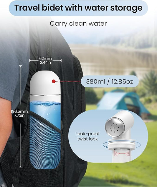 Portable Bidet for Postpartum/Perineal Care,Manual Handheld Peri Bottle for Feminine Hygiene & Travel, 380ml Leakproof,BPA-Free Sprayer for Men/Women/Baby (White, General)