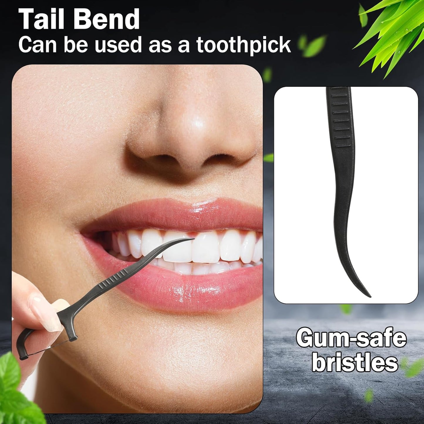 Maxcheck 2000 Count Floss Picks Bulk Natural Dental Floss Picks Toothpicks Sticks High Pull Tooth Flosser Sustainable for Teeth(Black)