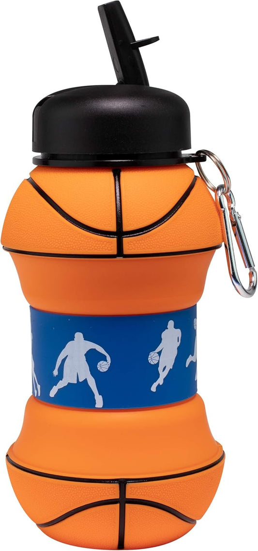 Maccabi Art Clip-On Collapsible BPA-Free Silicone Basketball Water Bottle for Kids, 18 Oz. Size