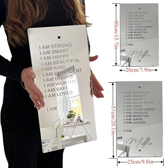 Personalized I AM Affirmations Mirror LED Night Light Custom Light up Name Mirror Neon Sign Wall Decor Classroom Bedroom Birthday