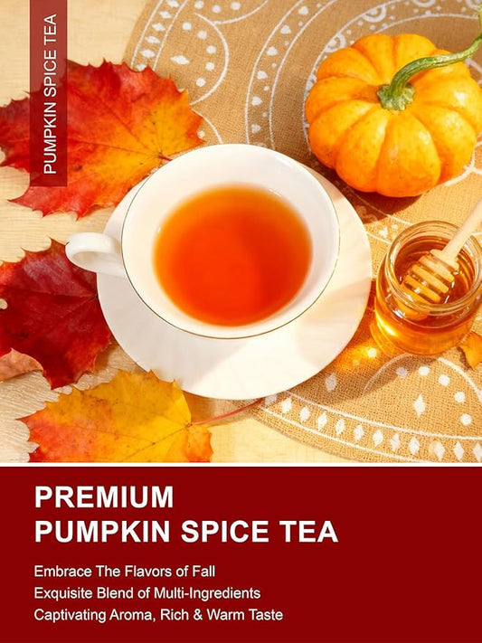TeeLux Pumpkin Spice Black Tea Bags, Mellow Black Tea with Cinnamon, Cloves, Ginger & Creamy Pumpkin Flavor, Warm & Aromatic, 100 Count