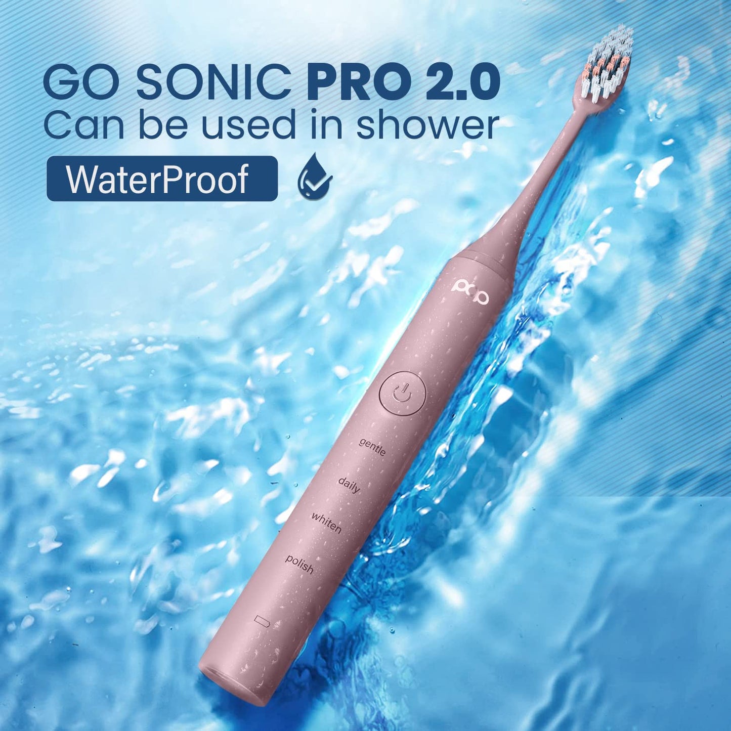 Pop Sonic Pro 2.0 Electric Toothbrush (Pink) Rechargeable Sonic Toothbrush with 45,000 Vibrations Per Minute & 4 Cleaning Modes for Adults & Kids with Long Lasting Dupont Nylon Bristles