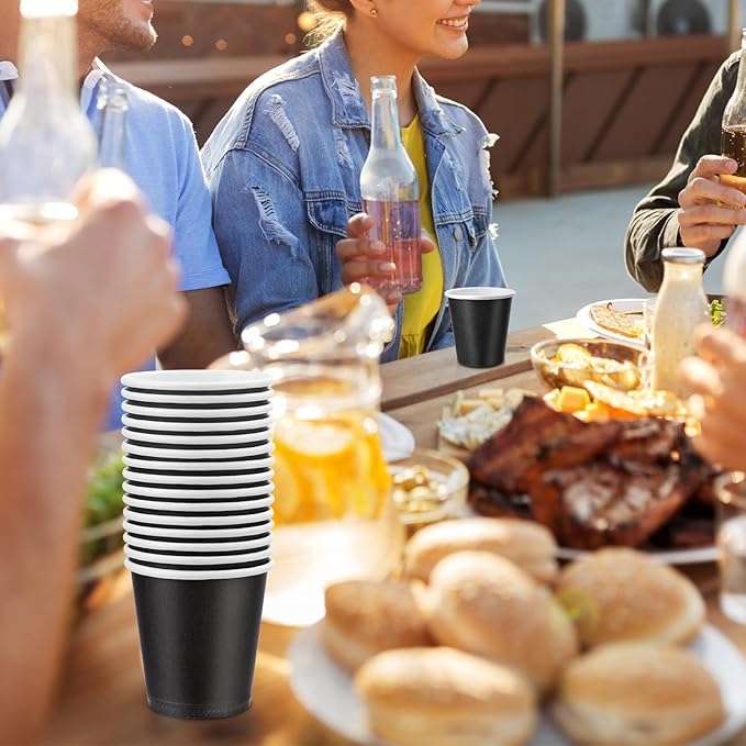 300 Pack 3oz Black Paper Cups, Mouthwash Cups, Disposable Bathroom Cups, Disposable Cups 3oz Ideal for Bathroom, Halloween, Birthday Party, Picnic and BBQ