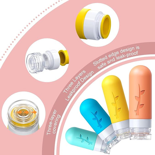 18pack Travel Bottles for Toiletries:Silicone TSA Approved-Containers for Toiletries,Leak Proof Refillable Liqus Shampoo And Conditioner Essentials toiletry Bottles