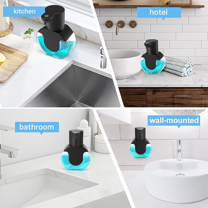 2 Pack Automatic Soap Dispenser Touchless,14.2oz/420ML Auto Liquid Soap Dispenser,Rechargeabled Wall Mounted Smart Pump for Bathroom Kitchen