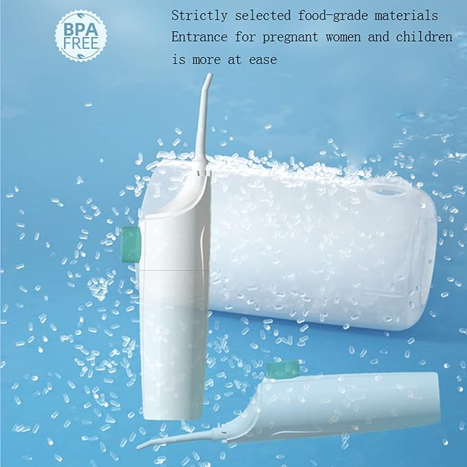Cordless Water Dental Flosser Non-Electric Simple Operation, Oral Irrigator Portable Affordable for Home & Travel, Tonsil Stone Remover Safe for Pregnant Women and Children (White)
