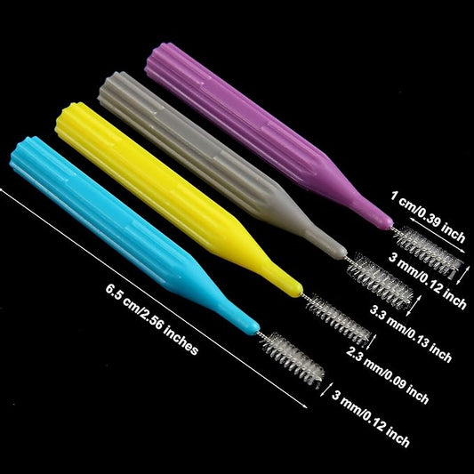 100 Pieces Braces Brush for Cleaner Interdental Brush Toothpick Dental Flossing Head Oral Hygiene Flosser Tooth Cleaning Tool (Light Blue, Yellow, Gray, Purple)