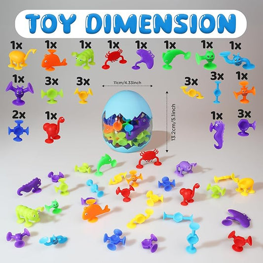 JoySprout Suction Bath Toys for Toddlers 1-3, 30PCS Ocean Animal Suction Cup Toys – Silicone Sensory Suction Toys for Kids, No-Hole Mold-Free Bathtub Toys, Stick to Window & Wall