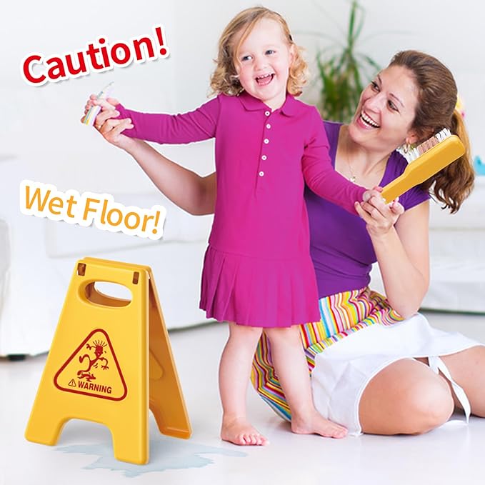 Kids Cleaning Set for Toddlers, Detachable 20 Pcs Pretend Play Set, Educational Toddler Cleaning Carts Includes Real Working Vacuum Cleaner, Broom, Spray Bottle and More(Green)