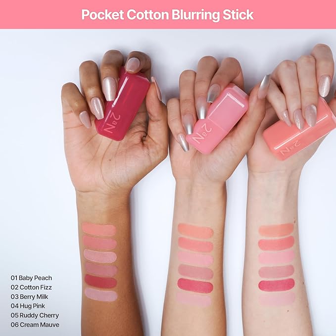 2aN Pocket Cotton Blurring stick (04 Hug Pink, 0.12oz) β 2-in-1 Lip and Cheek Soft Blur Stick, Cloudy Matte Finish, Tone-on-Tone Makeup, Lightweight Watercolor Texture