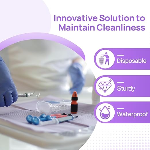 JMU 125 Pack Dental Bibs, 3-Ply Purple Dental Bibs Disposable,13" x 18" Dentist Bibs Medical Tray Covers