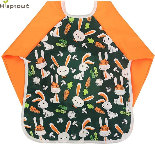 Infant Toddler Baby Waterproof Sleeved Bib, Bib with Sleeves&Pocket, 6-24 Months