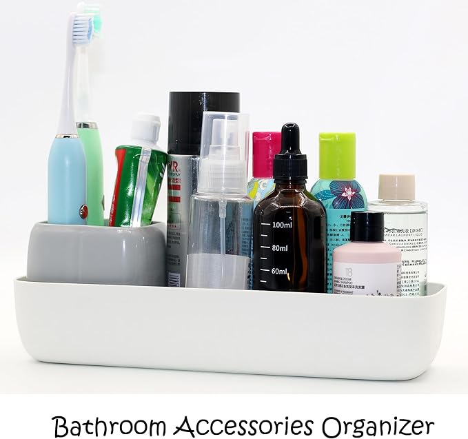 Toothbrush Holder - Bathroom Accessories Set for Kids Toothbrush Holder, Kids Bathroom Decor, Kids Bathroom Set for Countertop, Blue & Red