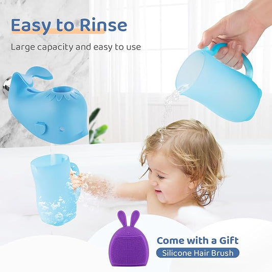 HOLINDK Baby Bath Rinse Cup - Elegant Design, Food - grade Silicone, Create a Pleasant Bath Time (blue)