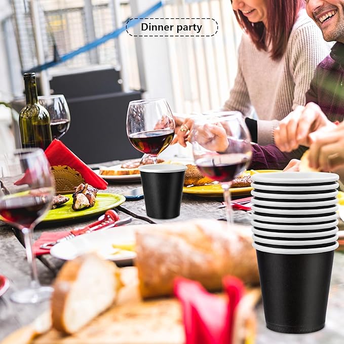 150 Pack 3oz Black Paper Cups, Mouthwash Cups, Disposable Bathroom Cups, Paper Cups 3oz Ideal for Bathroom, Supermarket, Birthday Party, Picnic and BBQ