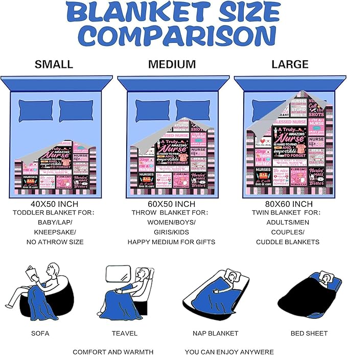 Nurse Gifts Blanket for Women Nursing Gift Throw Blankets Plush Flannel Bedding Mothers Day Nurse Graduation Gifts for Women Nurses Retirement Birthday Party Decorations 60"X50"