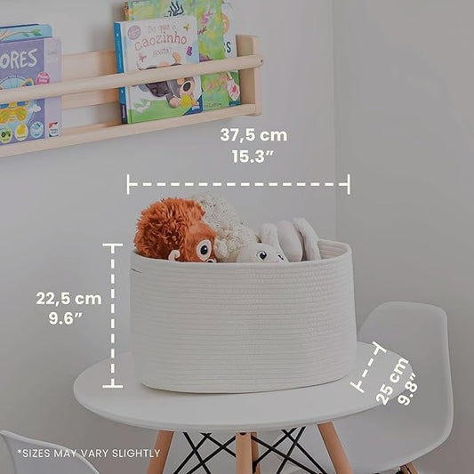 OrganiHaus Set of 3 Off-White Woven Storage Baskets for Shelves, Decorative Organizer Bins for Closet, Bathroom & Living Room, Multipurpose Home Organization Baskets, Toy Storage Basket - 15x9x10 in