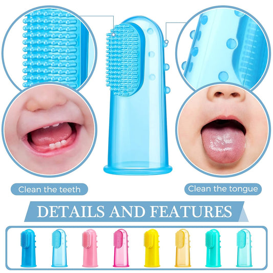 Zopeal 8 Sets Baby Finger Toothbrush for Toddler Kids with Boxes Travel Storage Case Silicone Soft Finger Toothbrush for Infant Newborns Lids Training Healthy Oral Habits Teething Cleaning Massaging