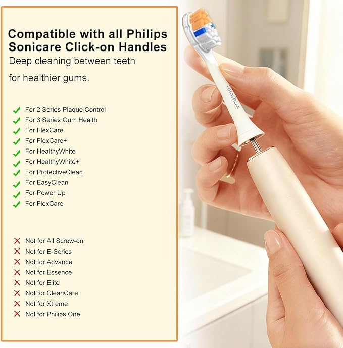 Replacement Toothbrush Heads for Philips Sonicare Toothbrush Heads, Compatible with Philips Click-on Toothbrushes, Soft Dupont Bristles, Sensitive Gum Care, 8 Pack