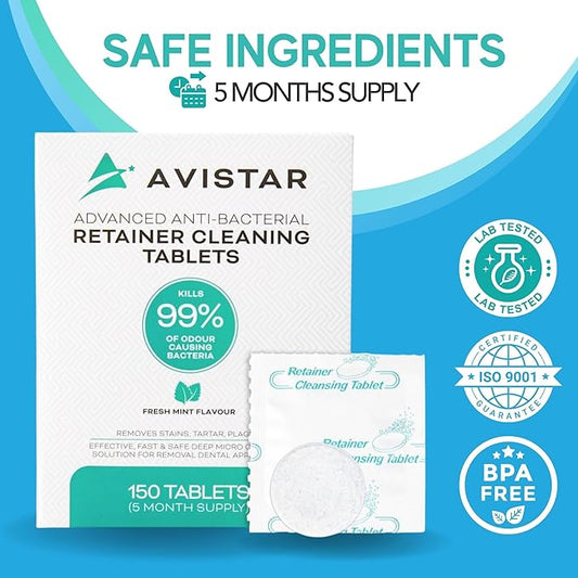 Retainer & Mouth Guard Cleaner Tablets - Mint Flavor Retainer Cleaner Tablets & Invisalign Cleaner - Denture Cleaning Tablets, Denture Cleaner, Aligners, Night Guard, Mouthguard Cleaners - 300 Count
