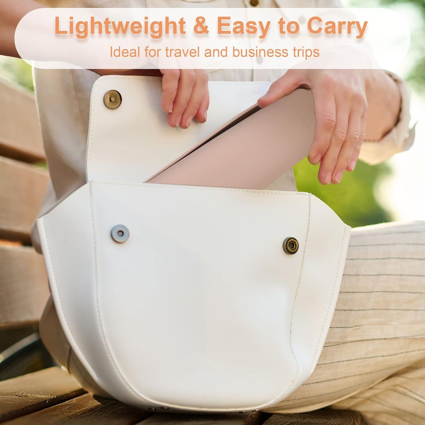 FERYES Travel Makeup Brush Holder, Magnetic Anti-fall Out Silicon Portable Cosmetic Face Brushes Holder, Soft and Sleek Makeup Tools Organizer for Travel-Khaki(7.8 * 1.89 * 0.8 Inches)