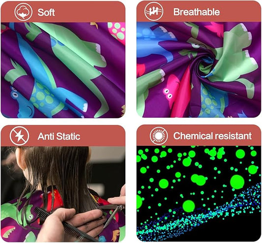 Kids Hair Cutting Cape (2 Pack) Professional Children Salon Barber Apron for Boys and Girls