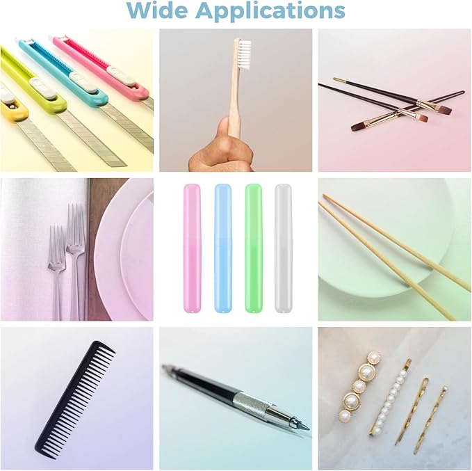 Lnrueg 60PCS Portable Travel Toothbrush Holder Case, Plastic Toothbrush Case, Toothbrush Cases for Indoor, Outdoor, Travel, Camping, School, and Home Use