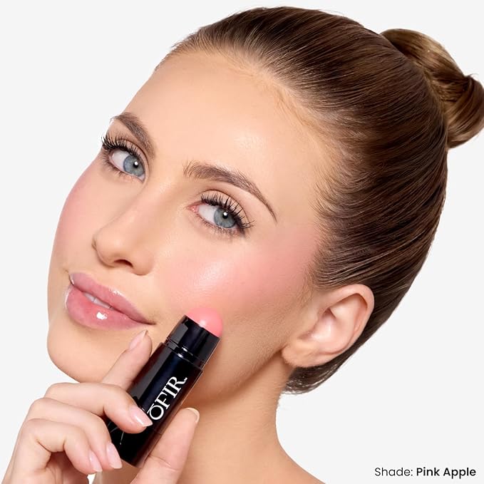 OFIR Cheek Tones Vitamin C Blush Stick | Buildable, Hydrating, Lightweight, Vegan Cream Blush Stick | Non-Transfer, Radiant Finish, Skin-Loving Formula | Pink Apple - Soft Coral Pink | 0.21 oz