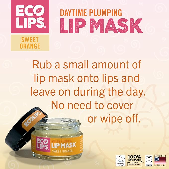 Eco Lips Plumping Daytime Lip Mask with Hyaluronic Acid and Upcycled Cloudberry Oil, 2-pack by Eco Lips 100% Natural. Made in USA