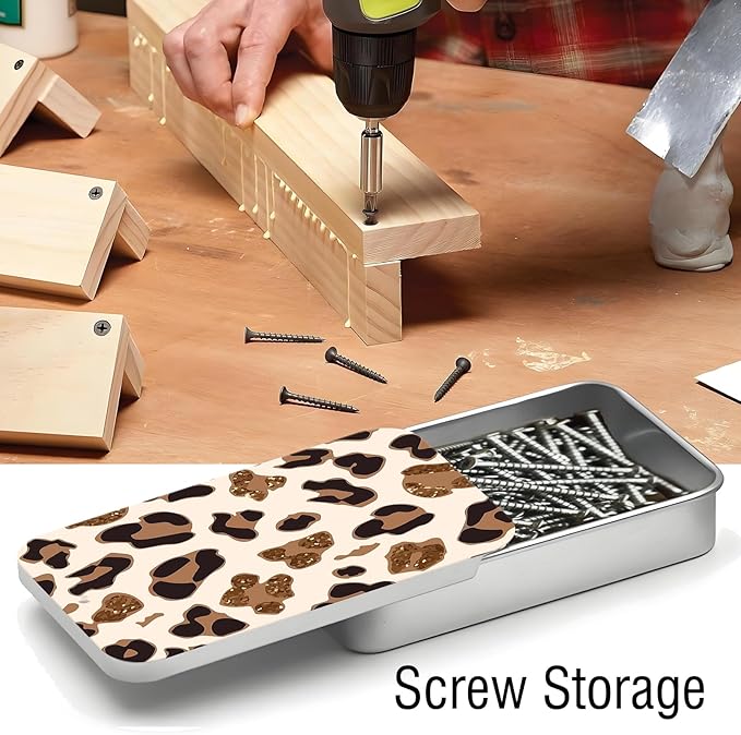 Portable Dental Floss Case, Refillable Cute Travel Floss Dispenser for Men & Women, Pocket Travel Floss Picks Case for Purse, Backpack, Bag White Brown Leopard